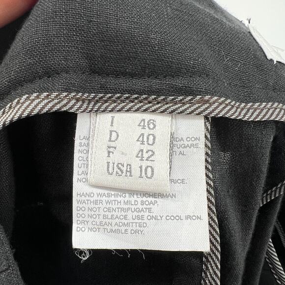 Gunex Pants Womens 10 Black Italian Linen Straight Leg Trouser Classic Capsule - Picture 5 of 7